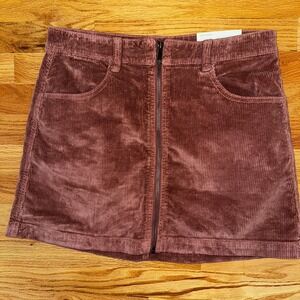 American Eagle Mauve Rose Super Hi Rise A Line Zip Up Corduroy Mini Skirt 8